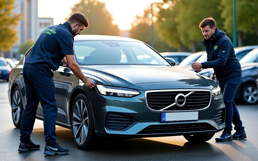 Mobiles Autowäsche-Team von AlpineSpritz bei einem Kunden in Wien